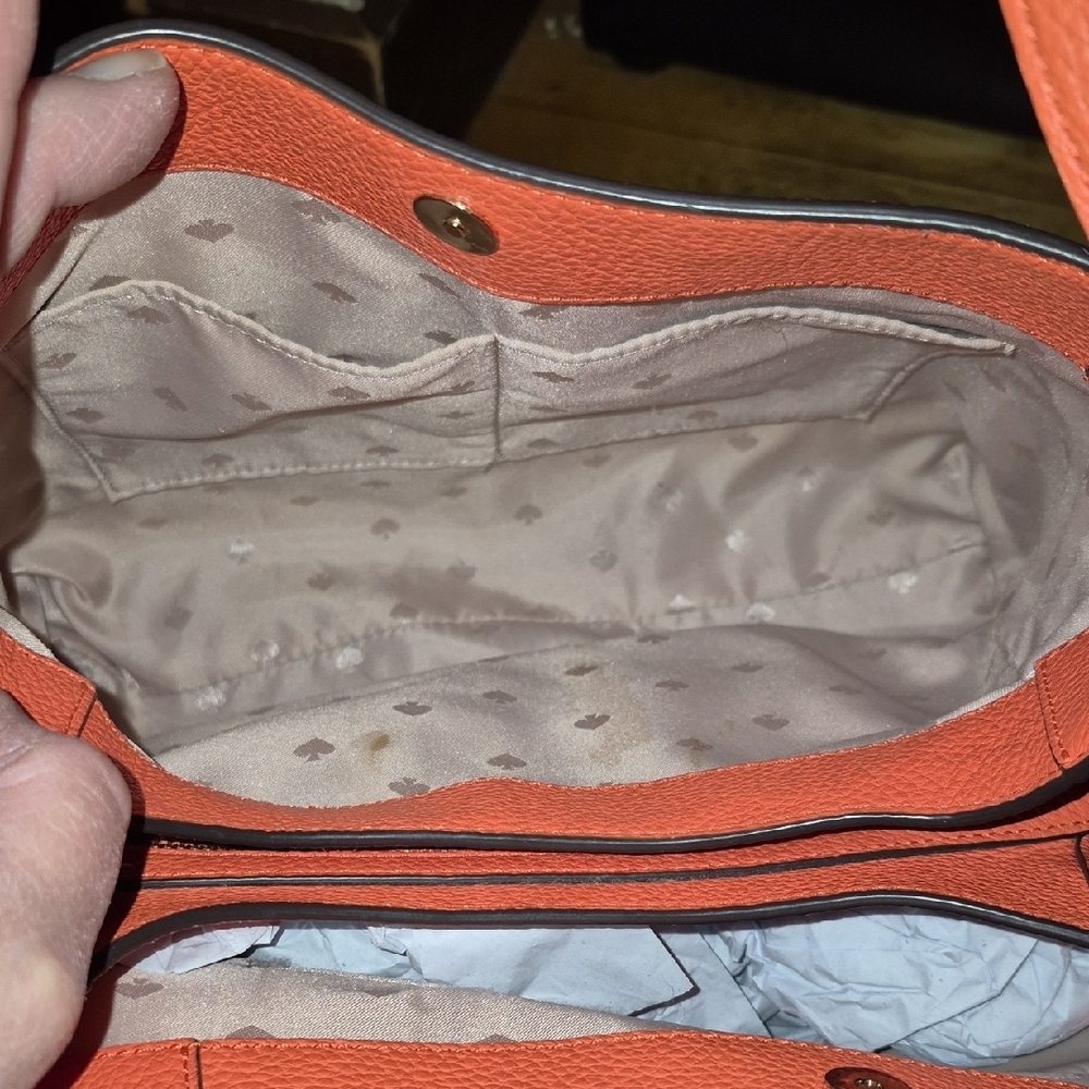 kate spade Leila Elegant Orange Suede Shoulder Bag. - Picture 10 of 16